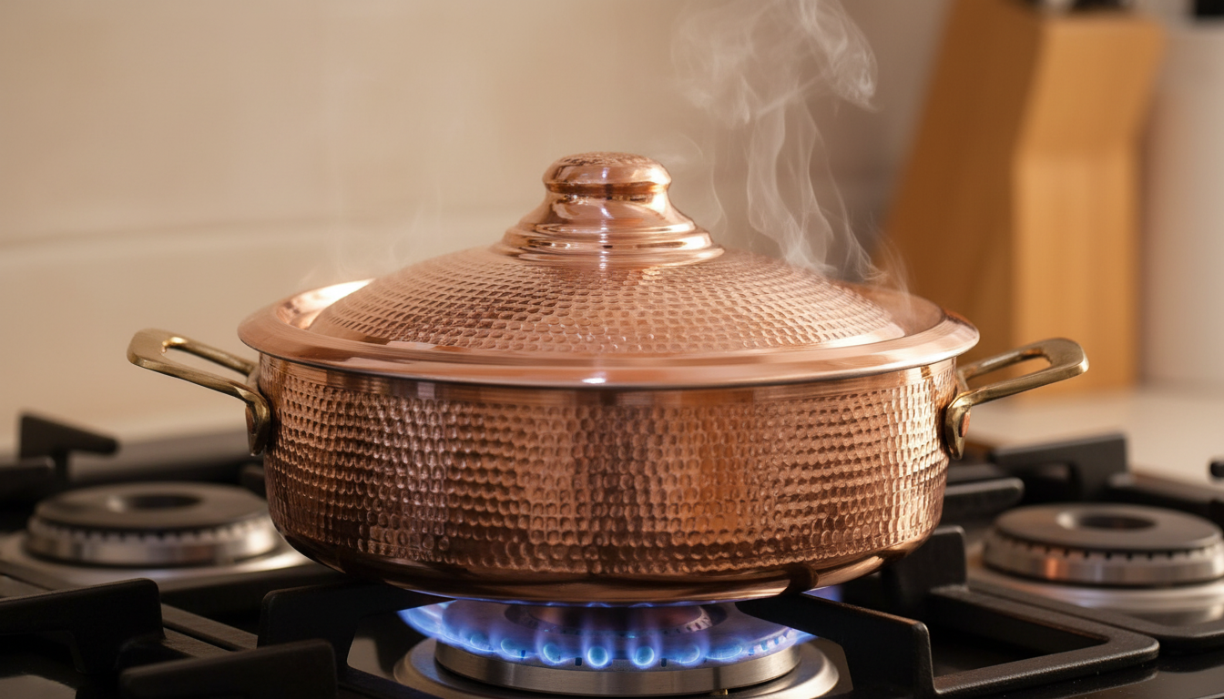 handcrafted hammered copper cooking pot with lid handcrafted hammered copper cooking pot with lid