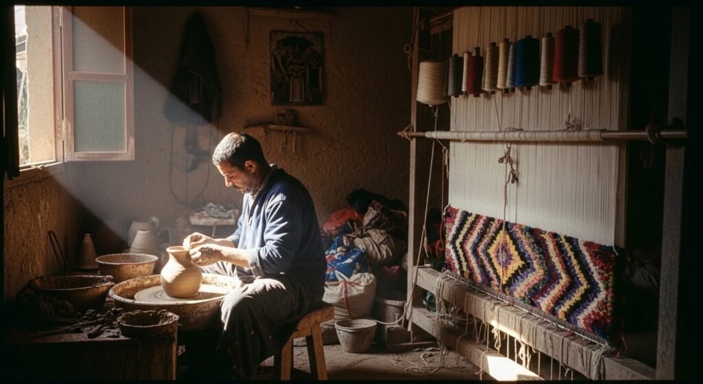 Home real moroccan artisan working in a workshop