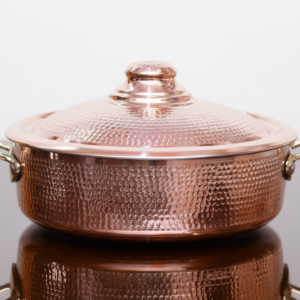 Home handcrafted hammered copper cooking pot with lid
